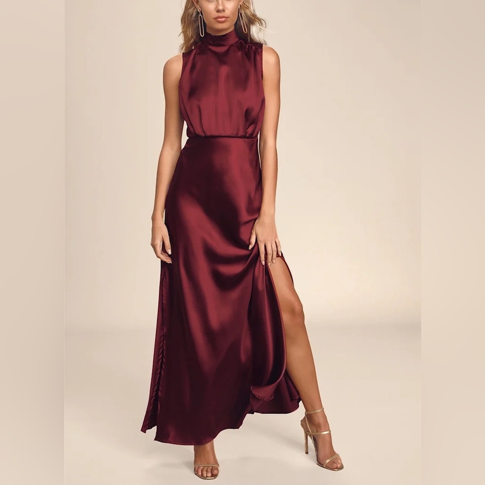 Lulus Classic Elegance Satin Maxi Dress